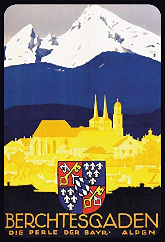 DekoDrom® Blechschild 20x30 cm historisches Plakat Berchtesgaden Deutschland Germany Bayern Städtetour Urlaub Dekoration Bar Kneipe Sammler von DekoDrom