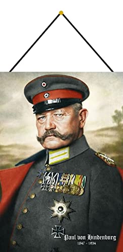 DekoDrom® Blechschild 20x30 cm mit Kordel Portrait Paul von Hindenburg Reichspräsident historisches Plakat in Farbe Dekoration Bar Kneipe Sammler von DekoDrom
