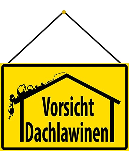 DekoDrom® Blechschild 20x30 cm mit Kordel Vorsicht Dachlawinen Hinweis Schild Haus + Grundstück Dekoration Bar Kneipe Sammler von DekoDrom