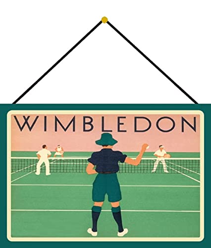 DekoDrom® Blechschild 20x30 cm mit Kordel historisches Plakat London Tennis Turnier Städtetour Urlaub Dekoration Bar Kneipe Sammler von DekoDrom