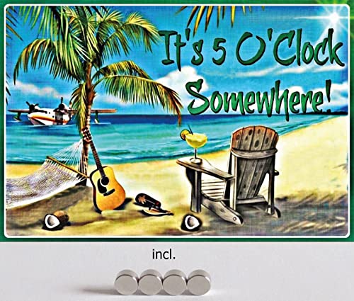 DekoDrom® Blechschild 20x30 cm mit Magnete Urlaub Strand Palmen Cocktail Meer Flugzeug Dekoration Bar Kneipe Sammler von DekoDrom