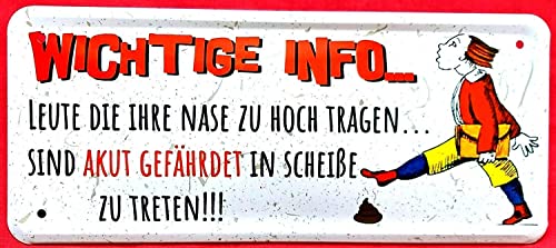 DekoDrom® Blechschild 28x12 cm Fun Schild Hans guck in die Luft in Scheiße treten witzige Wand Deko Haus + Garten Geschenk Bar Kneipe Beruf Büro 008 von DekoDrom