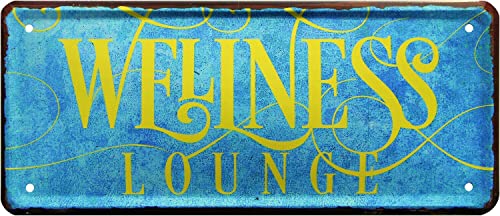 DekoDrom® Blechschild 28x12 cm Wellness Lounge Tür + Wandschild Bad Schwimmbad Sauna Fitness Raum Bar Kneipe Haus + Garten Wohnung Studio 002 von DekoDrom