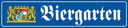 DekoDrom® Blechschild 47x10 cm Biergarten Hinweis Schild KFZ Kennzeichen Format Wand Deko Bar Kneipe Sammler Geschenk von DekoDrom