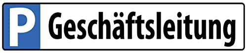 DekoDrom® Blechschild 47x10 cm Parkplatz Schild GESCHÄFTSLEITUNG reservierter Stellplatz Firma Laden Haus KFZ Kennzeichen Format Wand Deko Bar Kneipe Sammler Geschenk von DekoDrom