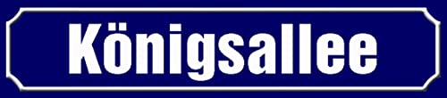 DekoDrom® Blechschild 47x10 cm Straßenschild KÖNIGSALLEE neue Schrift KFZ Kennzeichen Format Wand Deko Bar Kneipe Sammler Geschenk von DekoDrom