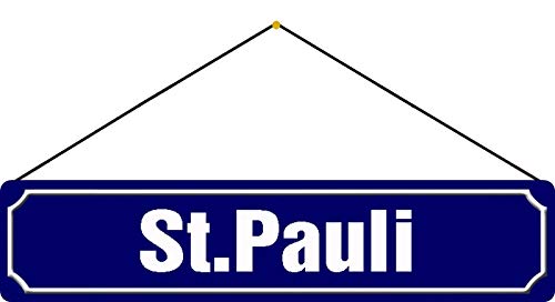 DekoDrom® Blechschild 47x10 cm Straßenschild ST. PAULI neue Schrift im KFZ Kennzeichen Format mit Kordel zum Aufhängen Wand Deko Bar Kneipe Sammler Geschenk von DekoDrom