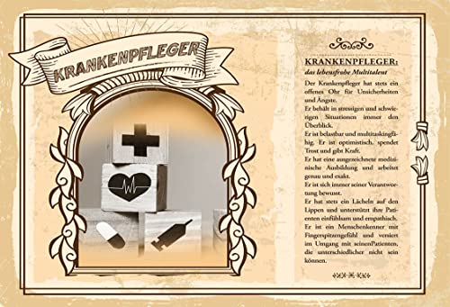 DekoDrom® Holz Schild 20x30 cm Beruf Krankenpfleger Wand Deko Bar Kneipe Sammler Geschenk von DekoDrom