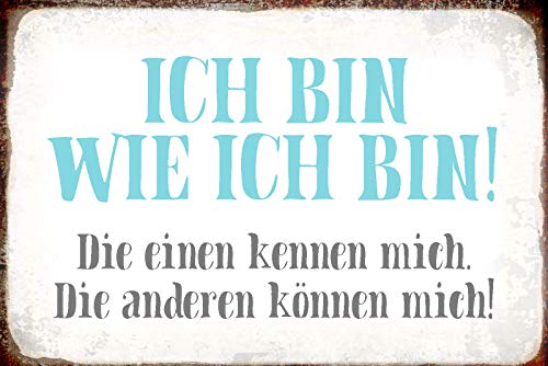 DekoDrom® Holz Schild 20x30 cm Ich bin wie ich bin die einen kennen mich die anderen können mich Spruch Tafel Wand Deko Bar Kneipe Cafe Sammler Geschenk von DekoDrom