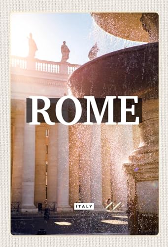 DekoDrom® Holz Schild 20x30 cm Rom Italien Brunnen Mittelalter Wand Deko Bar Kneipe Cafe Sammler Geschenk von DekoDrom