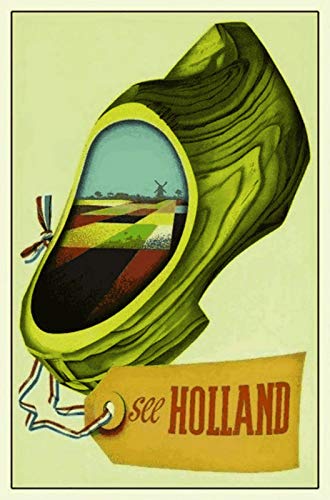 DekoDrom® Motiv Blechschild 20x30 cm historisches Plakat HOLLAND Niederlande Holzschuh Urlaub Reisen Dekoration Bar Kneipe Sammler von DekoDrom
