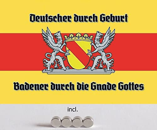 DekoDrom® Motiv Blechschild 20x30 cm mit 4 Magnete Deutscher durch Geburt BADENER durch Gnade Gottes Heimat Wappen Dekoration Bar Kneipe Sammler von DekoDrom