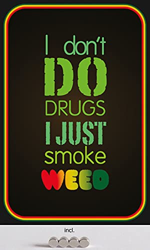 DekoDrom® Motiv Blechschild 20x30 cm mit 4 Magnete Marihuana Weed Joint Cannabis Hanf Gras lustiger Spruch Dekoration Bar Kneipe Sammler von DekoDrom