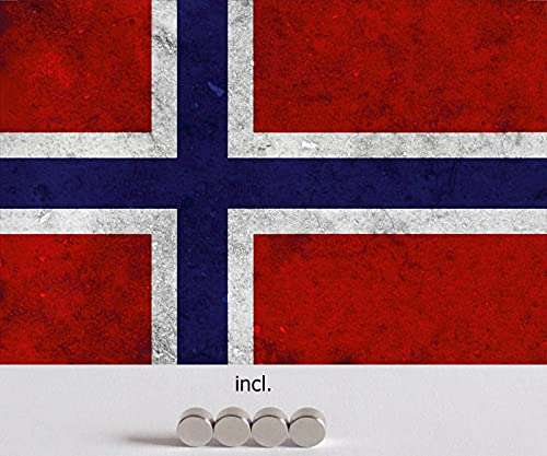 DekoDrom® Motiv Blechschild 20x30 cm mit 4 Magnete NORWEGEN NORGE Fahne Flagge Dekoration Bar Kneipe Sammler von DekoDrom