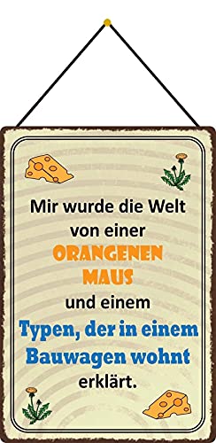 DekoDrom® Motiv Blechschild 20x30 cm mit Kordel Die Maus und Herr Lustig witziger Spruch TV Sendung Dekoration Bar Kneipe Sammler von DekoDrom