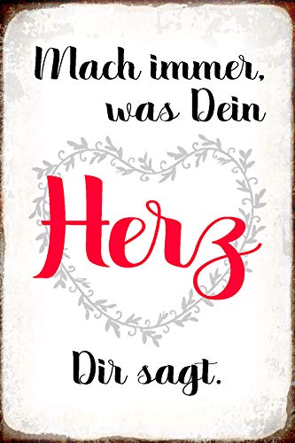 DekoDrom® Motiv Holzschild 20x30 cm Mach immer was dein Herz dir sagt Liebe Zukunft Spruch Tafel Dekoration Bar Kneipe Sammler von DekoDrom