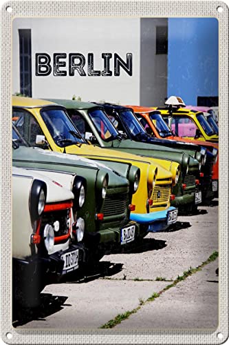 DekoDrom® Retro Blechschild 20x30 cm Trabbi Trabant Parade in Berlin DDR Kult Auto Oldtimer Werkstatt Bar Wand Deko Sammler Geschenk von DekoDrom