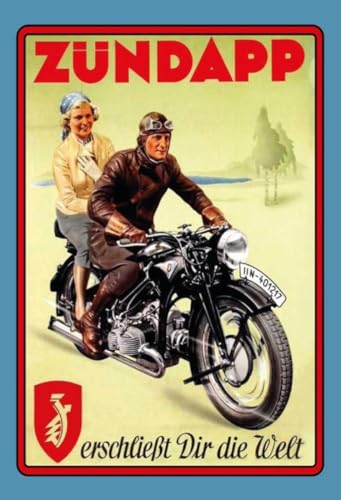 DekoDrom® Retro Blechschild 20x30 cm Zündapp Motorrad Oldtimer Werbung Werkstatt Deko Sammler Geschenk von DekoDrom