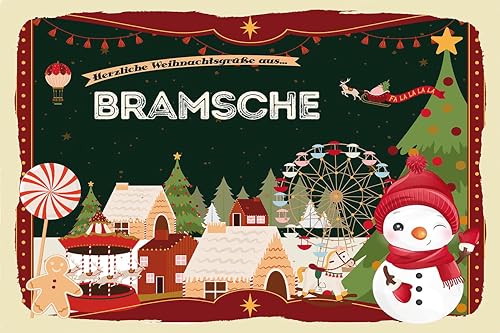 Holzschild 18x12 cm Weihnachten Grüße BRAMSCHE Wand Deko Bar Kneipe Sammler Geschenk von DekoDrom