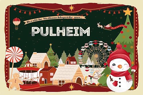Holzschild 18x12 cm Weihnachten Grüße aus PULHEIM Wand Deko Bar Kneipe Sammler Geschenk Holzschild 18x12 cm Weihnachten Grüße aus PULHEIM Wand Deko Bar Kneipe Sammler Geschenk von DekoDrom