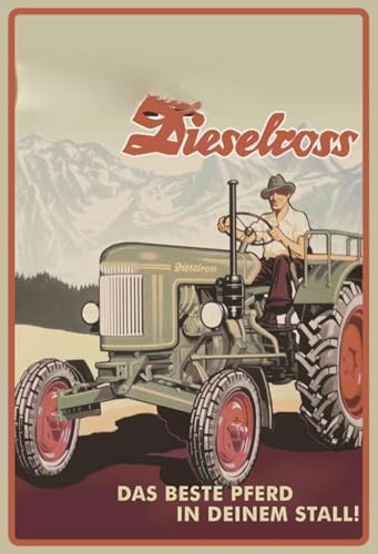 Blechschild 30x40 cm Kult Traktor Dieselross Schlepper Bulldog Trecker Landwirtschaft Oldtimer Sammler Geschenk von DekoDrom
