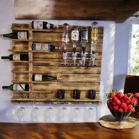 Rustikale Wandbar 2 in 1, Paletten Weinregal, Cocktail-, Whiskeybar von DekoEllen