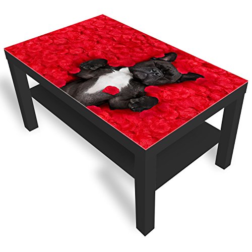 DEKOGLAS Beistelltisch Couchtisch 'Jack Russell Hund' Sofatisch mit Motiv Glasplatte Kaffee-Tisch von DEKOGLAS, 90x55x45 cm Schwarz von DekoGlas