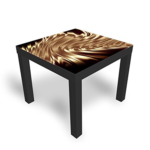 DEKOGLAS Beistelltisch Couchtisch 'Wellen' Sofatisch mit Motiv Glasplatte Kaffee-Tisch von DEKOGLAS, 55x55x45 cm Schwarz von DekoGlas