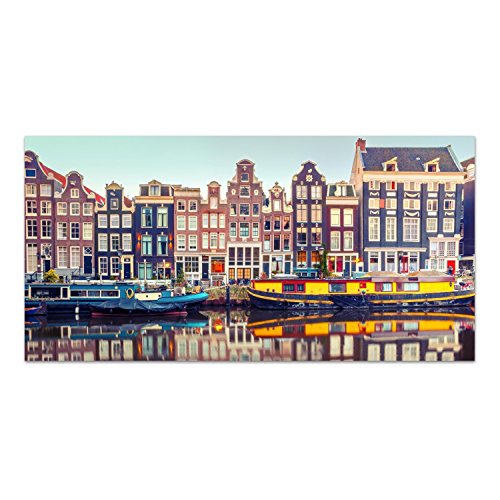 DEKOGLAS Glasbild 'Amsterdam' Echtglas Bild Küche, Wandbild Flur Bilder Wohnzimmer Wanddeko, einteilig 100x50 cm von DekoGlas