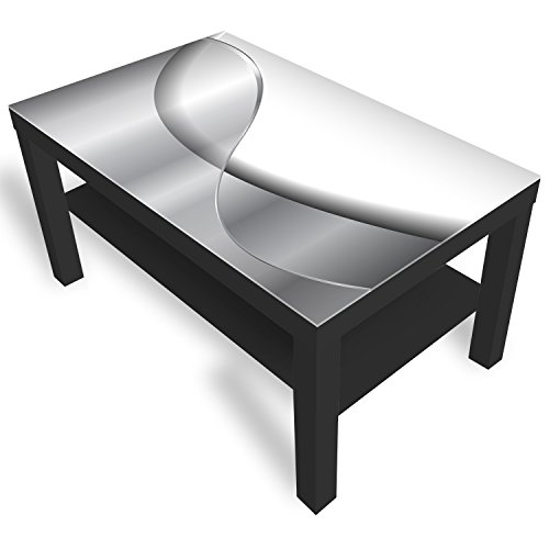 DekoGlas Beistelltisch Couchtisch 'Abstraktion' Sofatisch mit Motiv Glasplatte Kaffee-Tisch, 90x55x45 cm Schwarz von DekoGlas