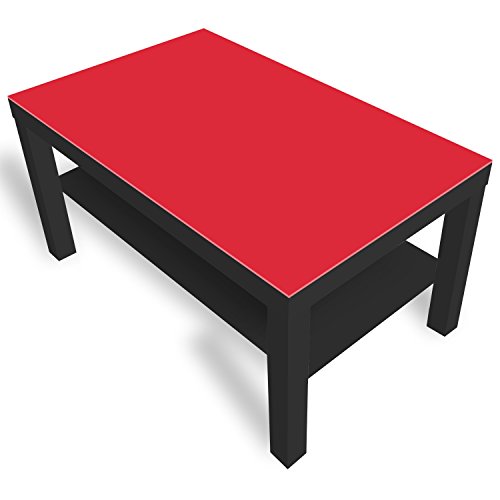 DekoGlas Beistelltisch Couchtisch 'Einfarbig Rot' Sofatisch mit Motiv Glasplatte Kaffee-Tisch, 90x55x45 cm Schwarz von DekoGlas