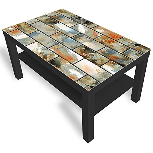 DekoGlas Beistelltisch Couchtisch 'Keramische Fliesen' Sofatisch mit Motiv Glasplatte Kaffee-Tisch, 90x55x45 cm Schwarz von DekoGlas