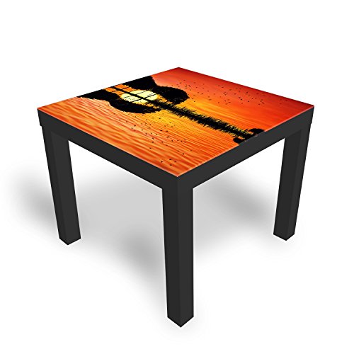 DekoGlas Beistelltisch Couchtisch 'Musik Insel' Sofatisch mit Motiv Glasplatte Kaffee-Tisch, 55x55x45 cm Schwarz von DekoGlas