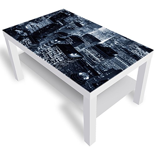 DekoGlas Beistelltisch Couchtisch 'New York City' Sofatisch mit Motiv Glasplatte Kaffee-Tisch, 90x55x45 cm Weiß von DekoGlas