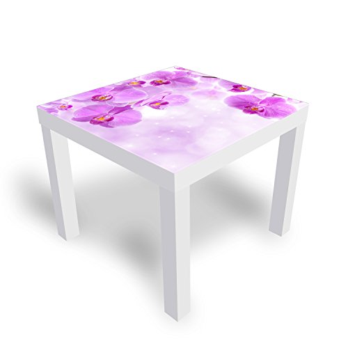 DekoGlas Beistelltisch Couchtisch 'Orchideen' Sofatisch mit Motiv Glasplatte Kaffee-Tisch, 55x55x45 cm Weiß von DekoGlas