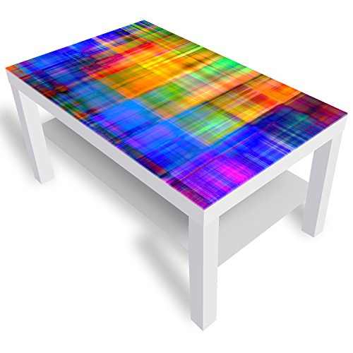 DekoGlas Beistelltisch Couchtisch 'Regenbogen' Sofatisch mit Motiv Glasplatte Kaffee-Tisch, 90x55x45 cm Weiß von DekoGlas