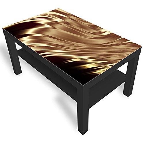 DekoGlas Beistelltisch Couchtisch 'Wellen' Sofatisch mit Motiv Glasplatte Kaffee-Tisch, 90x55x45 cm Schwarz von DekoGlas