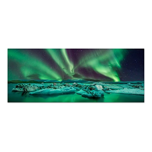 DekoGlas Glasbild 'Polarlicht Iceland' Acrylglas Bild Küche, Wandbild Flur Bilder Wohnzimmer Wanddeko, einteilig 125x50 cm von DekoGlas