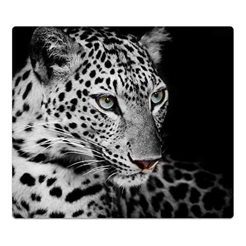 DekoGlas Herdabdeckplatte inkl. Noppen 'Leopardporträt', gehärtetes Glas, Herd Ceranfeld Abdeckung, einteilig universal 52x60 cm von DekoGlas