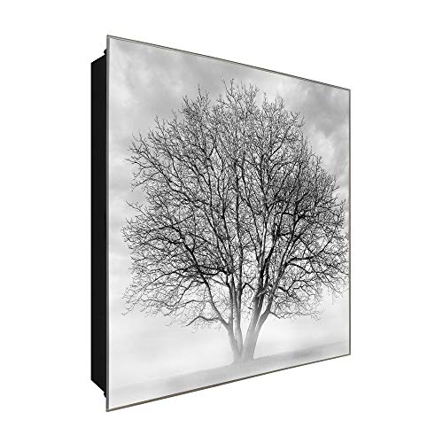 DekoGlas Schlüsselkasten 'Baum im Nebel' 30x30 Glas, inkl. Haken Schlüsselbrett Schlüssel-Box Design Aufbewahrung von DekoGlas