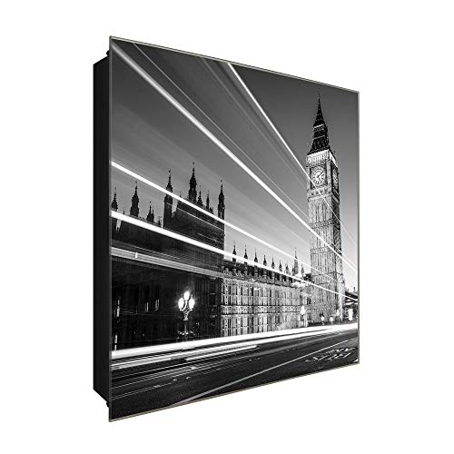 DekoGlas Schlüsselkasten 'Big Ben London' 30x30 Glas, inkl. Haken Schlüsselbrett Schlüssel-Box Design Aufbewahrung von DekoGlas