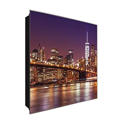 DekoGlas Schlüsselkasten 'New York Frontsicht' 30x30 Glas, inkl. Haken Schlüsselbrett Schlüssel-Box Design Aufbewahrung von DekoGlas