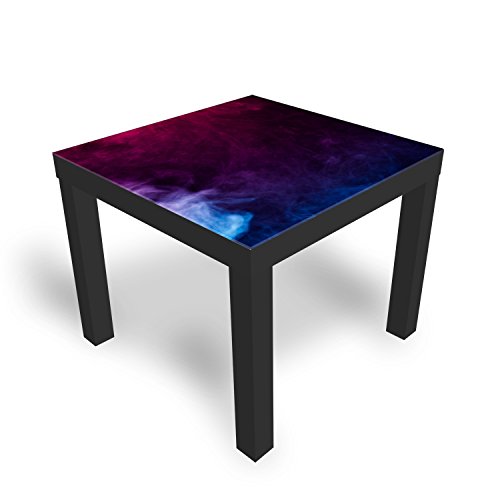 DekoGlas Beistelltisch Couchtisch 'Bunter Rauch' Sofatisch mit Motiv Glasplatte Kaffee-Tisch, 55x55x45 cm Schwarz von DekoGlas