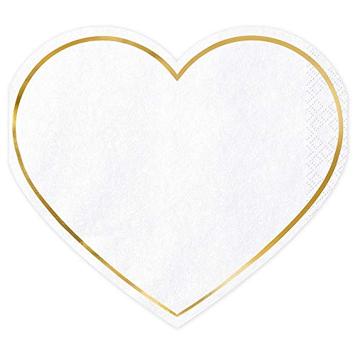 20 Stück Papierservietten Herz in Weiß 3-lagig Partyzubehör von DekoHaus