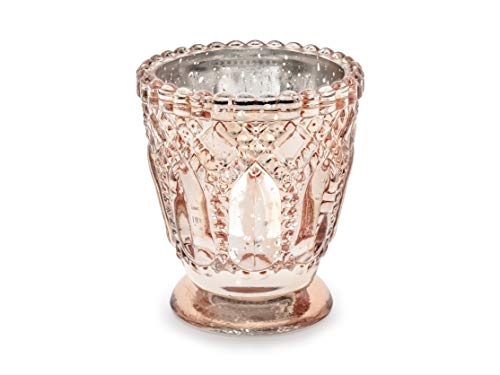 4 Stück Kerzenhalter aus Glas in Roségold Höhe 8 cm Teelichthalter Kerzenständer von DekoHaus