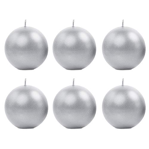 6 Stück Metallische Runde Kerzen in Silber 8cm Kugelkerzen Deko 6 Stück Metallische Runde Kerzen in Silber 8cm Kugelkerzen Deko von DekoHaus