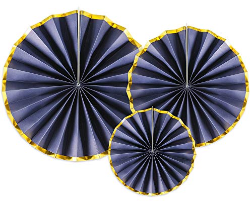 Dekorative Rosetten, 3 Stück, Marineblau mit Gold, 23-40 cm, Papierrosetten RPK19-074 Dekorative Rosetten, 3 Stück, Marineblau mit Gold, 23-40 cm, Papierrosetten RPK19-074 von DekoHaus