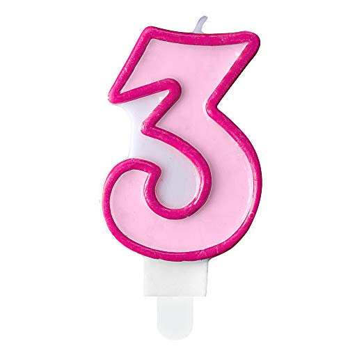 Geburtstagskerze Zahl 3 in Rosa 7cm Kuchenkerzen Geburtstagskerze Zahl 3 in Rosa 7cm Kuchenkerzen von DekoHaus