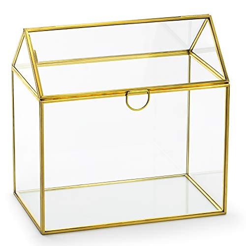 Glasbox Haus mit Goldenem Rand 13x21x21cm Glasbox Haus mit Goldenem Rand 13x21x21cm von DekoHaus