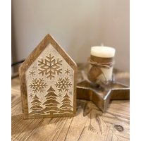 Haus Häuschen Holz Weihnachtsdeko Advent Winterhäuschen Deko von DekoHirsch